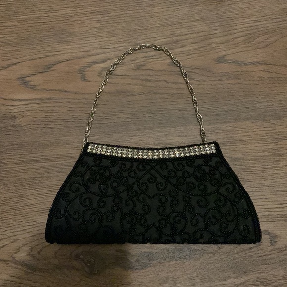 Mini black beaded evening bag - Picture 2 of 2
